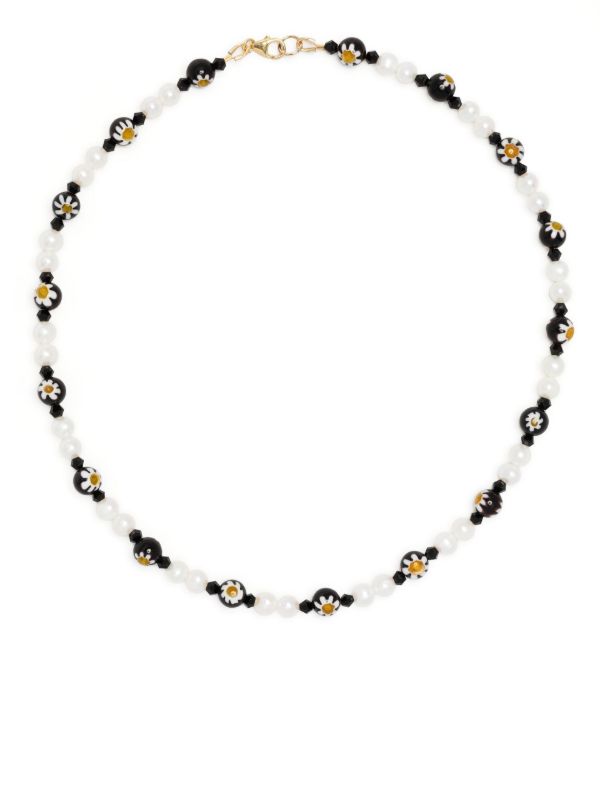 A Sinner in Pearls White Pearl and Daisy Crystal Beaded Necklace | Browns Necklaces