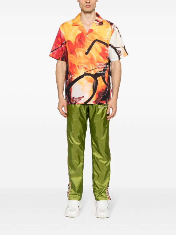 Advisory Board Crystals Orange And Red Glasses And Fire Print Short-Sleeved Shirt | Browns Shirts