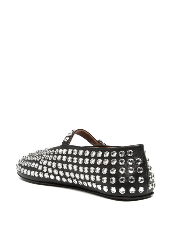 Alaïa Black Strass Crystal-Embellished Leather Ballerina Shoes | Browns Ballerina Shoes