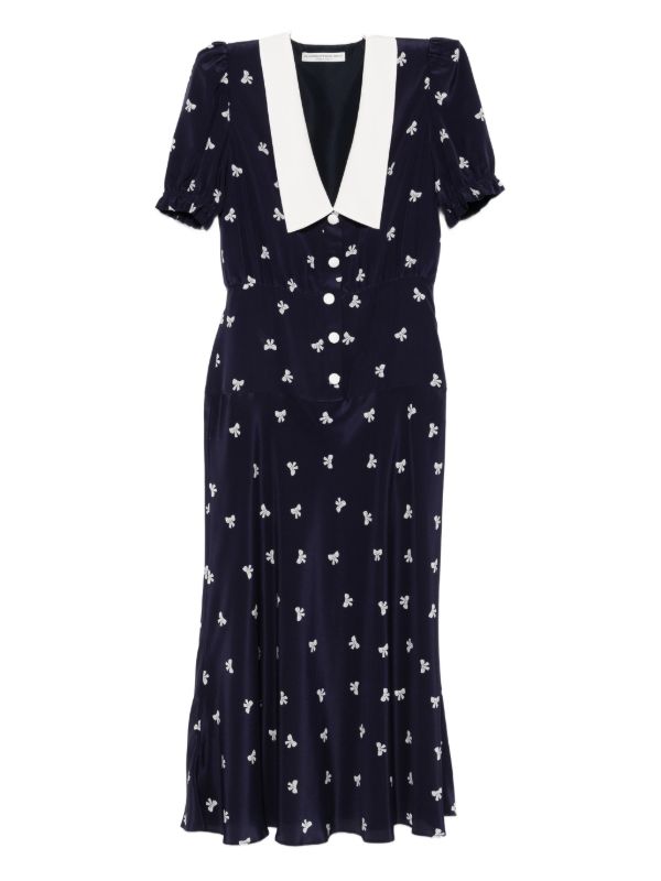 Alessandra Rich bow-print midi dress | Browns Day Dresses