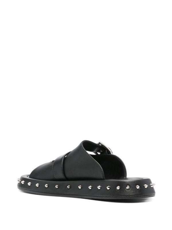 Alexander McQueen Buckled Leather Slides | Browns Flip Flops & Slides