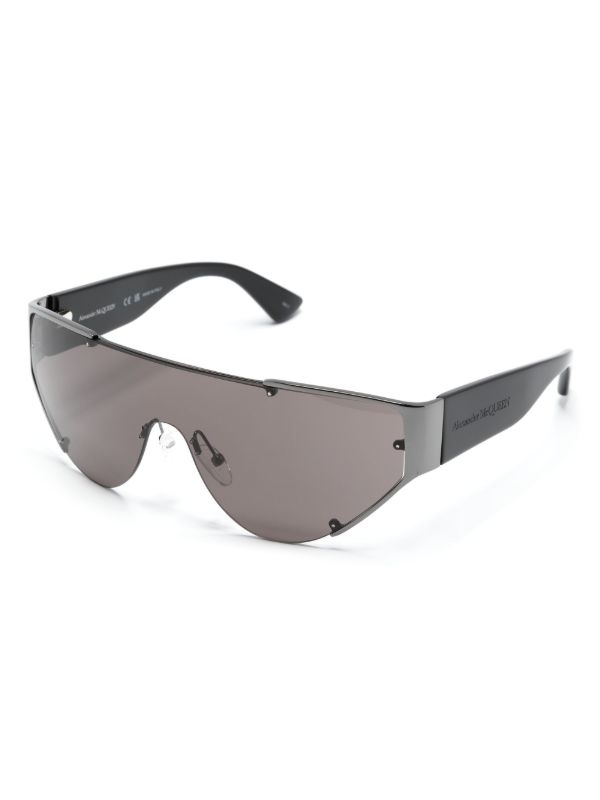 Alexander McQueen Eyewear Black The Grip Shield-Frame Sunglasses | Browns Sunglasses