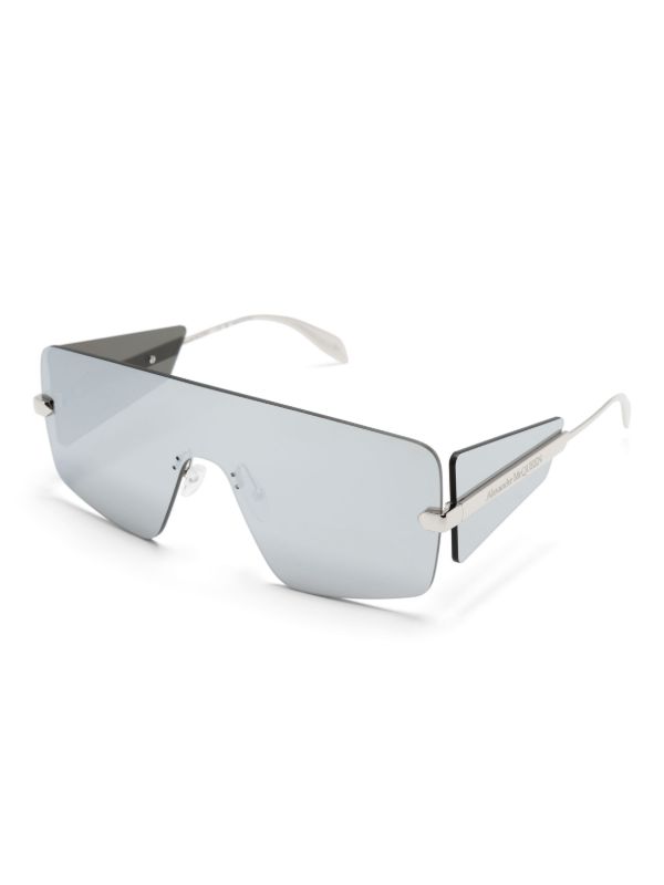 Alexander McQueen Eyewear Silver-tone Shield-Frame Sunglasses | Browns Sunglasses