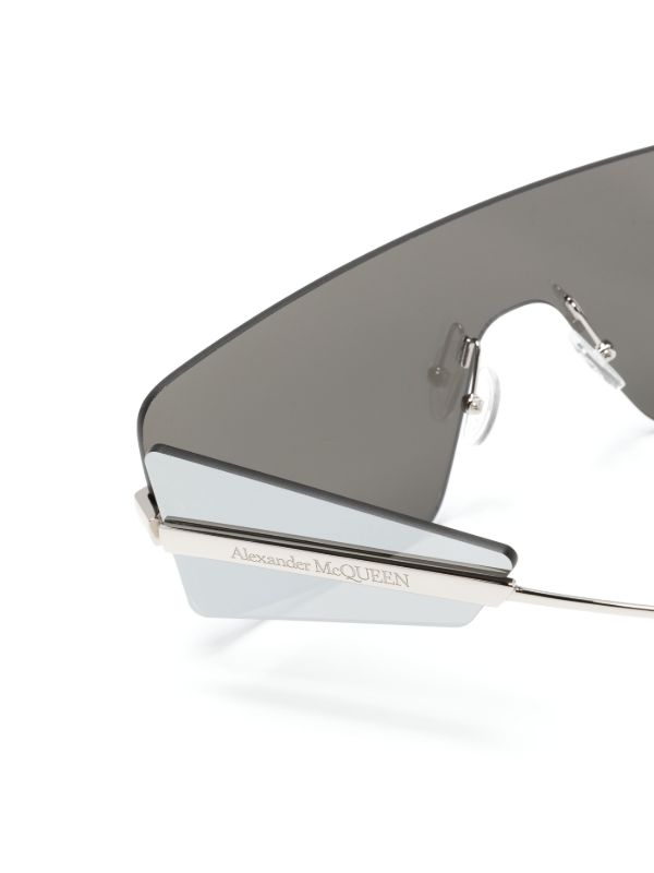 Alexander McQueen Eyewear Silver-tone Shield-Frame Sunglasses | Browns Sunglasses