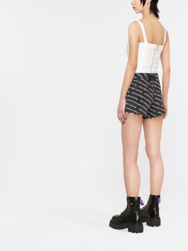 Alexander Wang Black Bite Logo Denim Shorts | Browns Denim Shorts