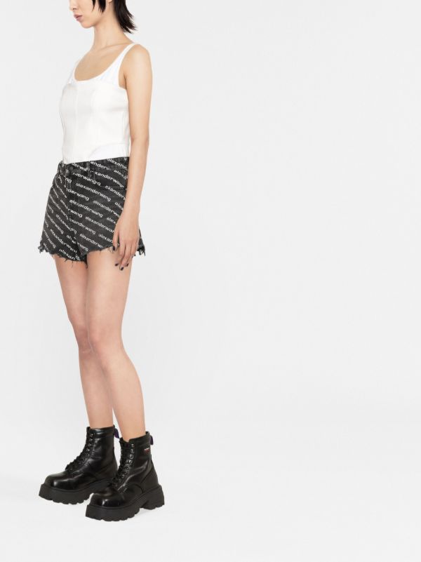 Alexander Wang Black Bite Logo Denim Shorts | Browns Denim Shorts