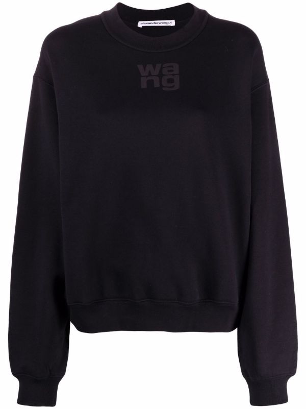 Alexander Wang Black Logo Print Cotton Sweatshirt | Browns Sweaters