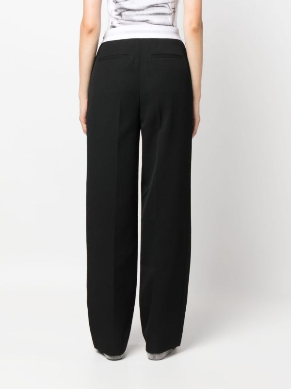 Alexander Wang Black Logo-Waistband Wool Trousers | Browns Straight-Leg Pants