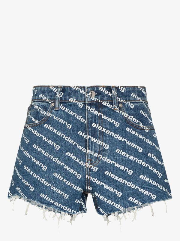 Alexander Wang blue Bite logo print denim shorts | Browns Denim Shorts