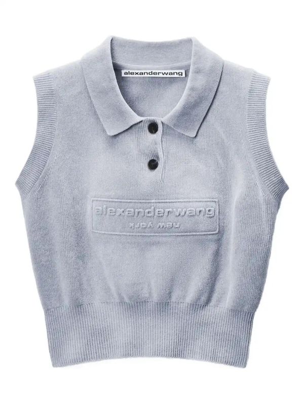 Alexander Wang logo-embossed polo top | Browns Polo Tops