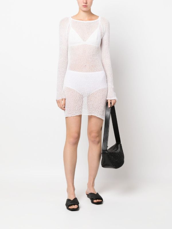 Ambra Maddalena White Andy Open-knit Mini Dress | Browns Day Dresses