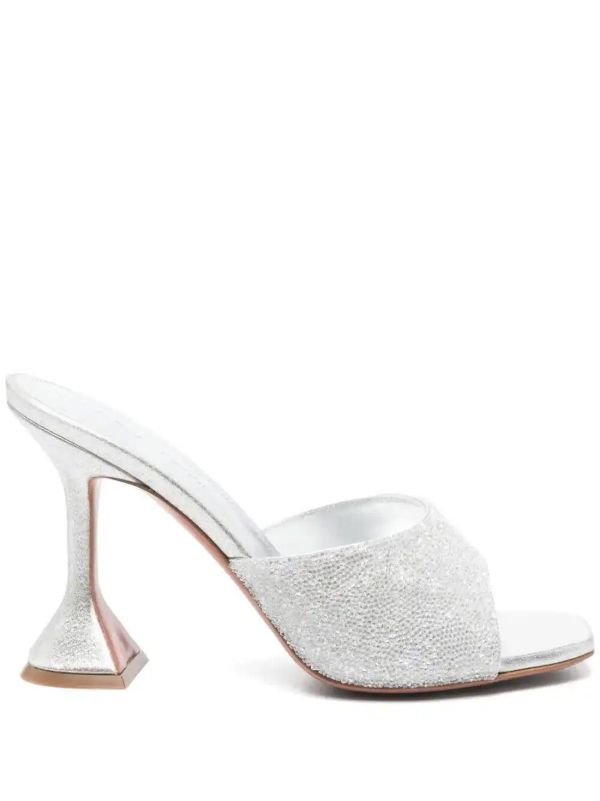Amina Muaddi 95mm leather heeled sandals | Browns Sandals