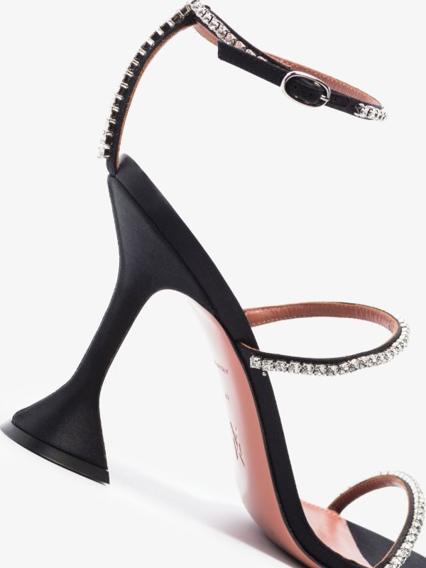Amina Muaddi Black Gilda 95 Crystal Sandals | Browns Sandals