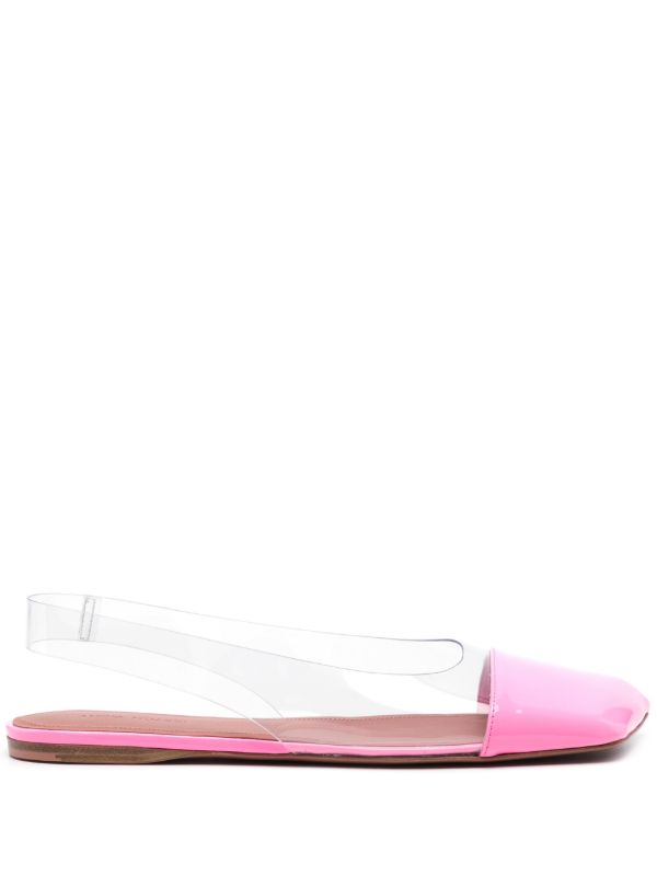Amina Muaddi Pink Ane Slingback Leather Ballet Flats | Browns Ballerina Shoes