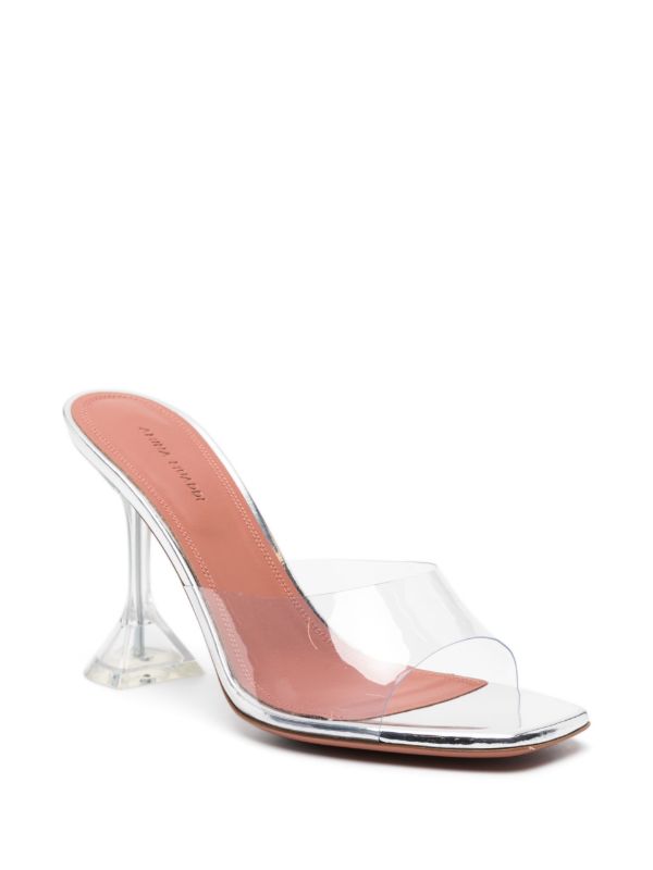 Amina Muaddi Silver Lupita 95 Mules | Browns Mules