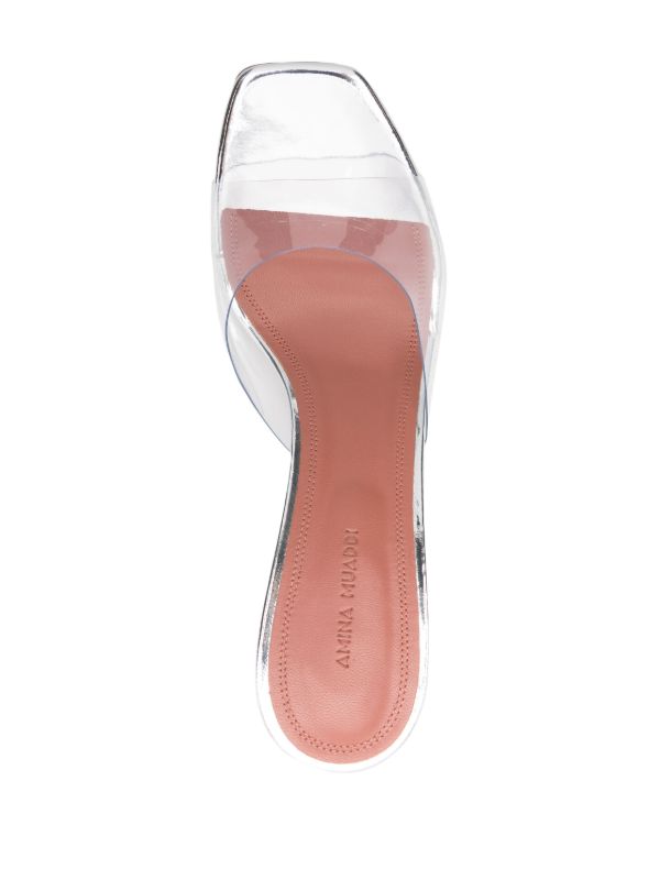 Amina Muaddi Silver Lupita 95 Mules | Browns Mules