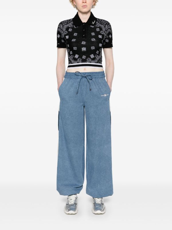 AMIRI Black Bandana-jacquard Knitted Polo Top | Browns Knitted Tops