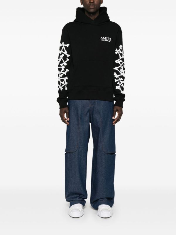 AMIRI Black Bones Stacked Cotton Hoodie | Browns Hoodies