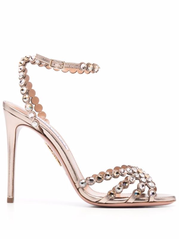 Aquazzura Neutral Tequila 105 Leather Sandals | Browns Sandals