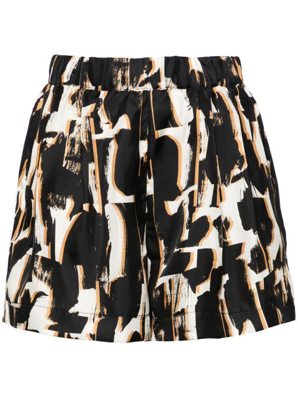 Asceno brown abstract-print silk shorts | Browns Short & Mini Shorts