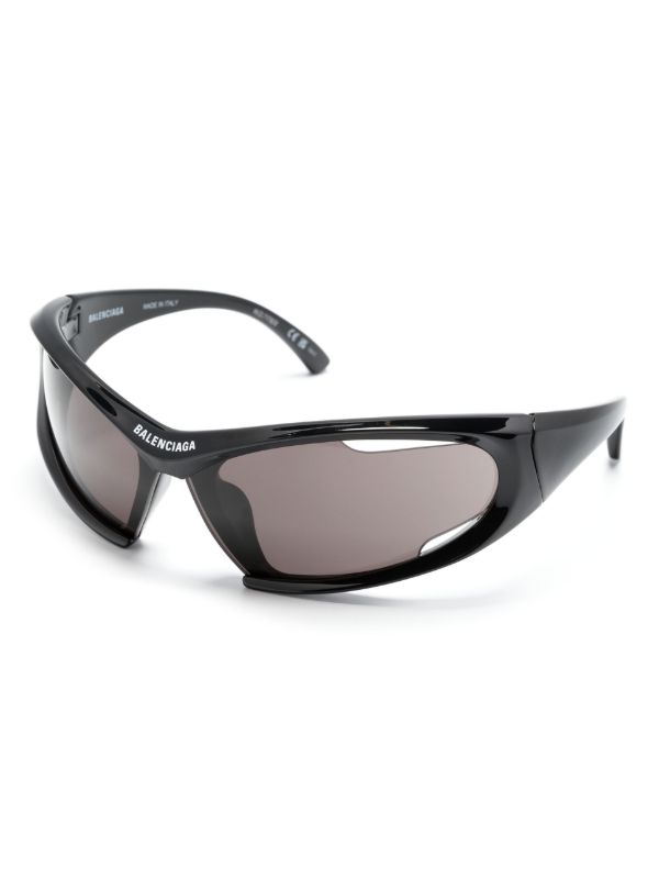Balenciaga Eyewear Black Dynamo Wrap Cat-Eye Sunglasses | Browns Sunglasses