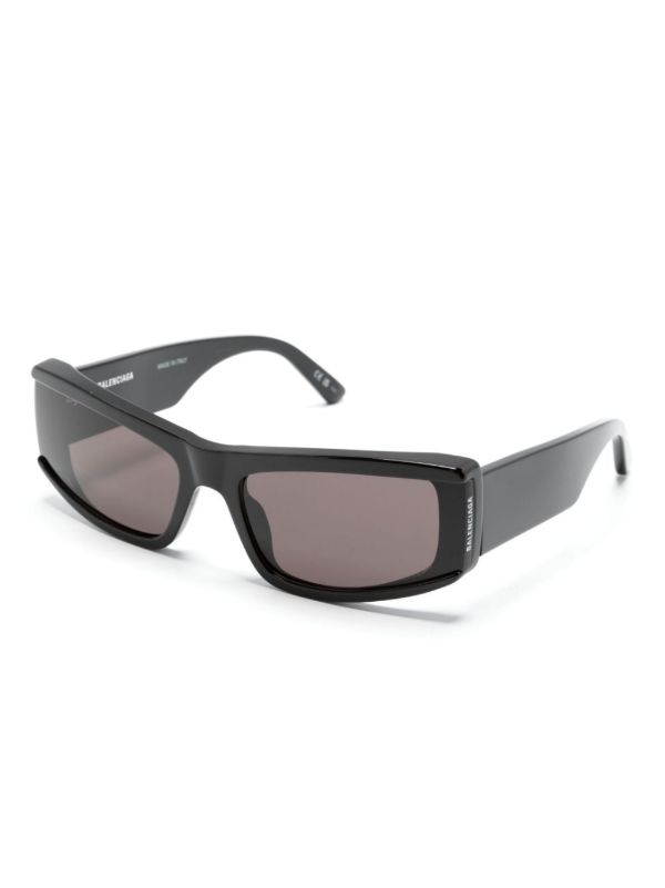 Balenciaga Eyewear Black Logo Rectangular-Frame Sunglasses | Browns Sunglasses