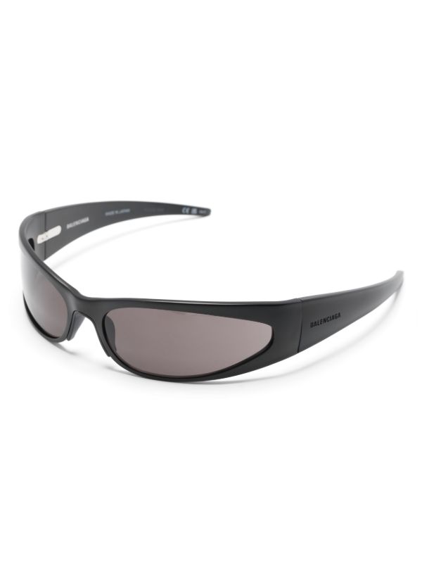 Balenciaga Eyewear Black Reverse XPander Wrap Sunglasses | Browns Sunglasses