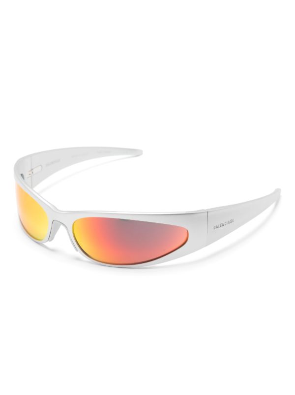 Balenciaga Eyewear Silver-Tone Reverse XPander Wrap Sunglasses | Browns Sunglasses