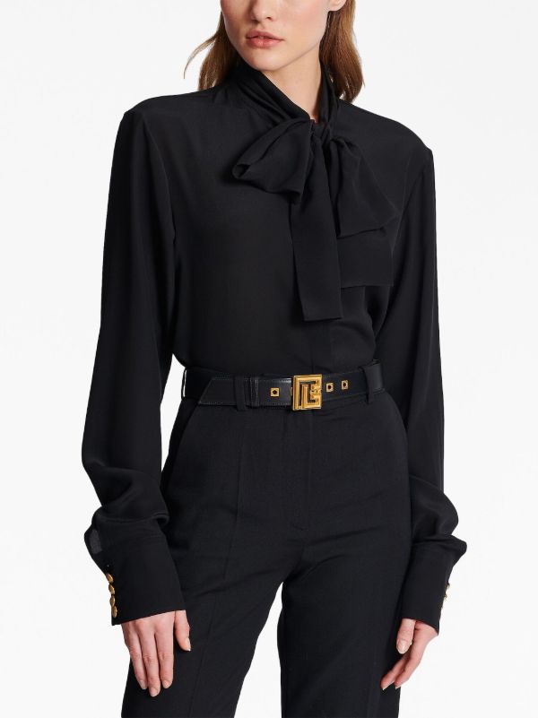 Balmain Black Logo-Appliqué Leather Belt | Browns Belts
