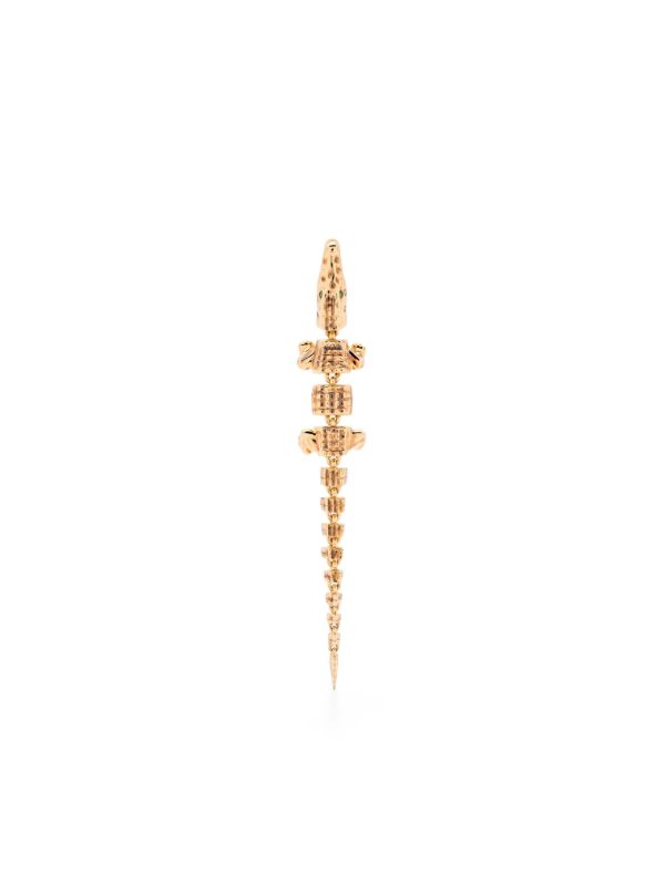 Bibi van der Velden 18K Yellow Gold Alligator Vertebrae Bite Tsavorite Earring | Browns Fine Earrings