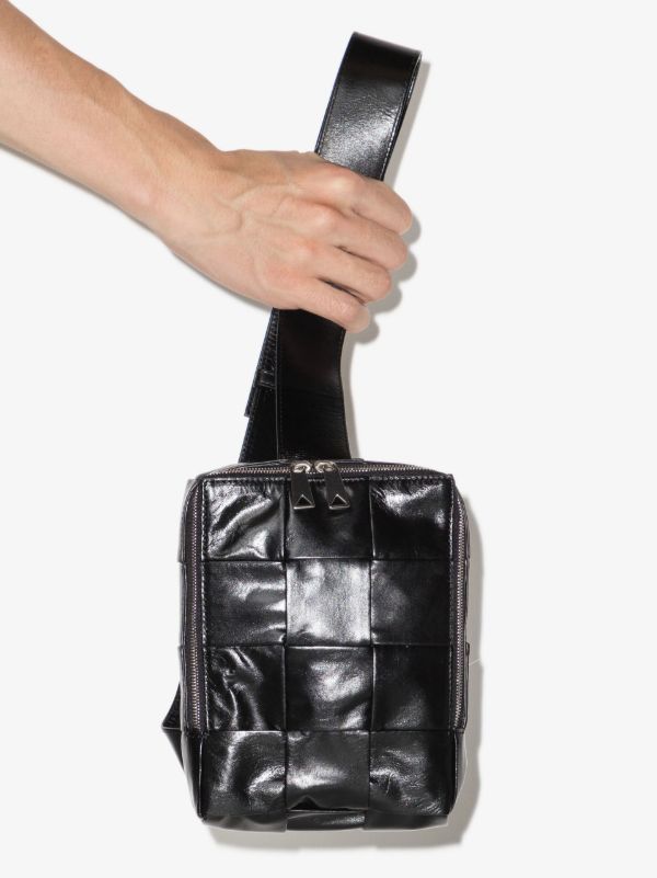 Bottega Veneta black Cassette mini Intreccio leather crossbody bag | Browns Messenger Bags