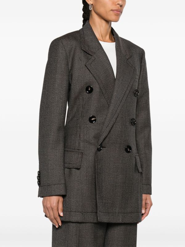 Bottega Veneta Brown Double-Breasted Houndstooth Blazer | Browns Blazers