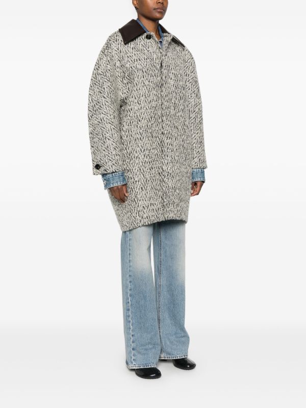 Bottega Veneta Contrasting Collar Coat | Browns Single Breasted Coats