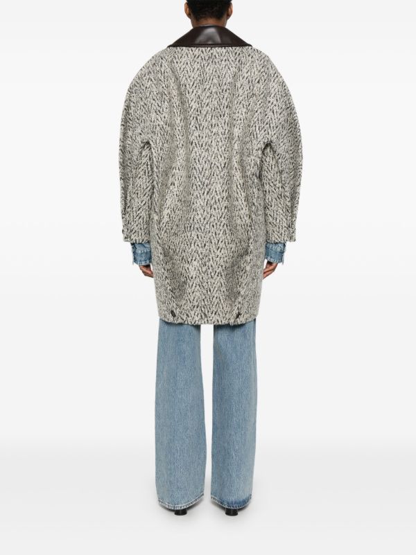Bottega Veneta Contrasting Collar Coat | Browns Single Breasted Coats