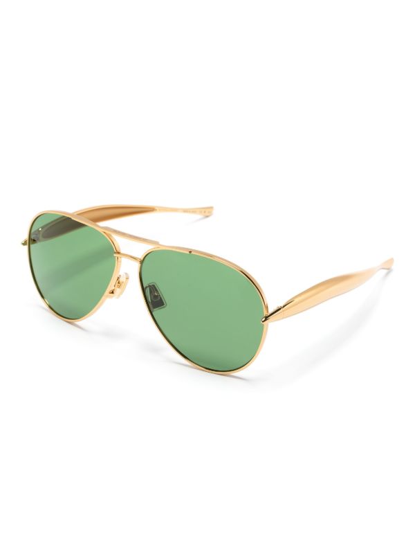 Bottega Veneta Eyewear Gold-Tone Sardine Pilot-Frame Sunglasses | Browns Sunglasses