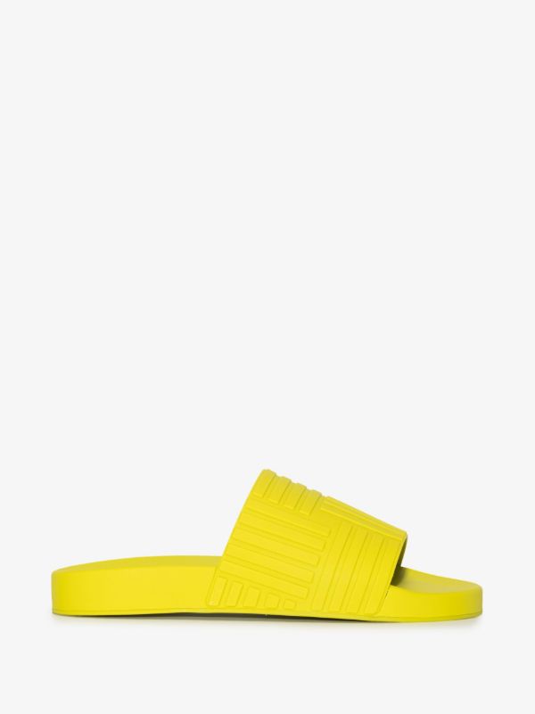 Bottega Veneta green embossed rubber slides | Browns Sandals