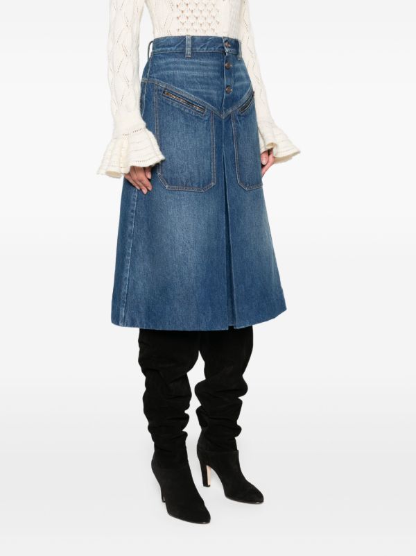 Chloé Denim Midi Skirt | Browns A-Line Skirts