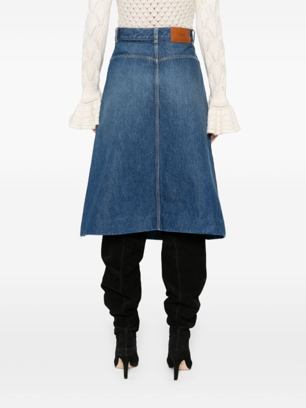 Chloé Denim Midi Skirt | Browns A-Line Skirts