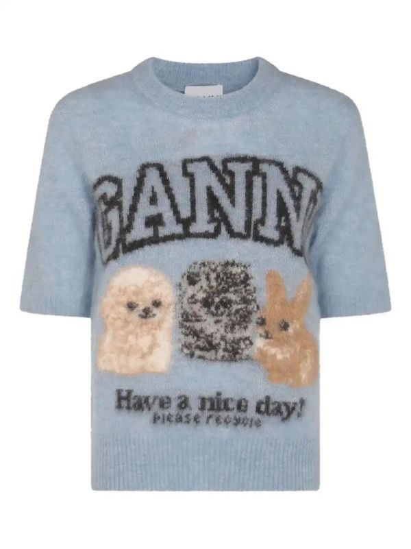 GANNI intarsia-knit top | Browns Knitted Tops