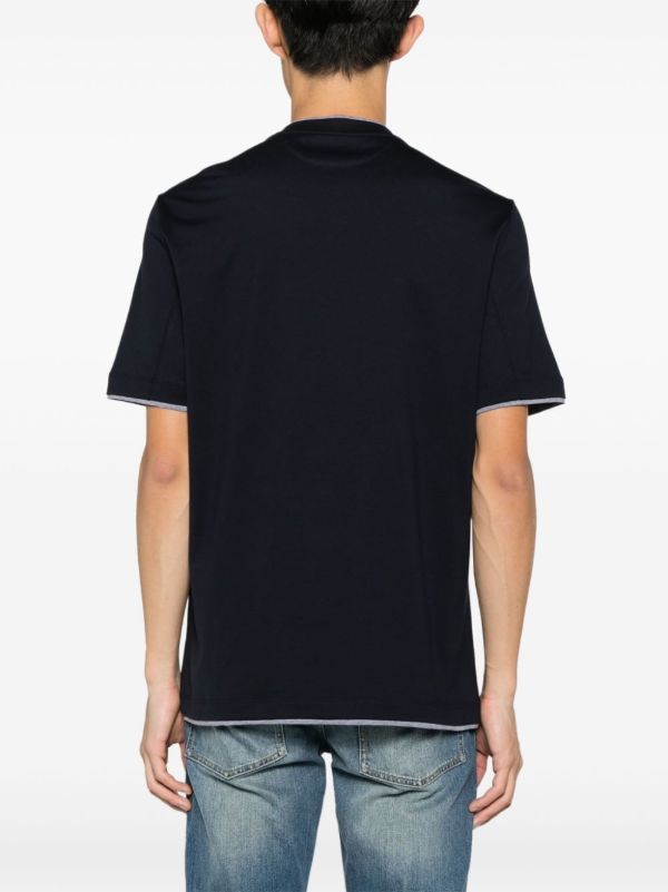 Brunello Cucinelli Blue Double-Layer Cotton T-shirt | Browns T-Shirts