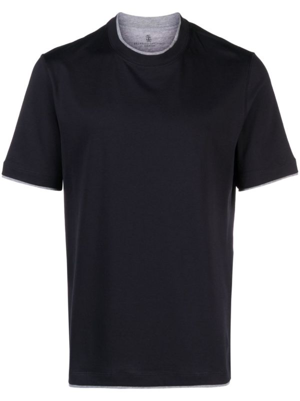 Brunello Cucinelli Blue Double-Layer Cotton T-shirt | Browns T-Shirts