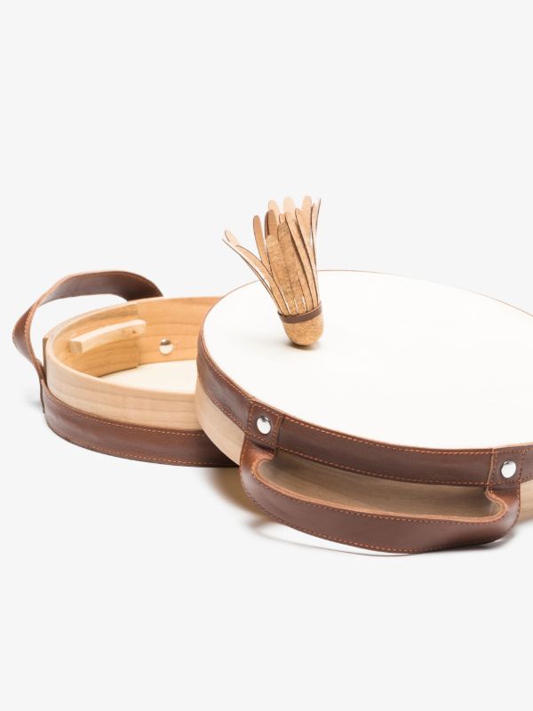 Brunello Cucinelli Neutral Leather And Wood Tamburello Game | Browns Collectibles