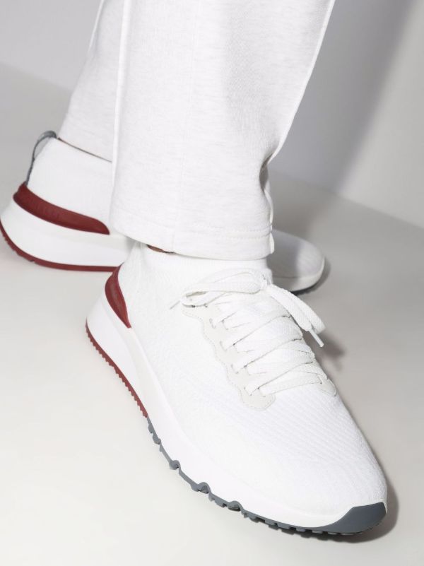 Brunello Cucinelli White Knitted Low Top Sneakers | Browns Low-Tops