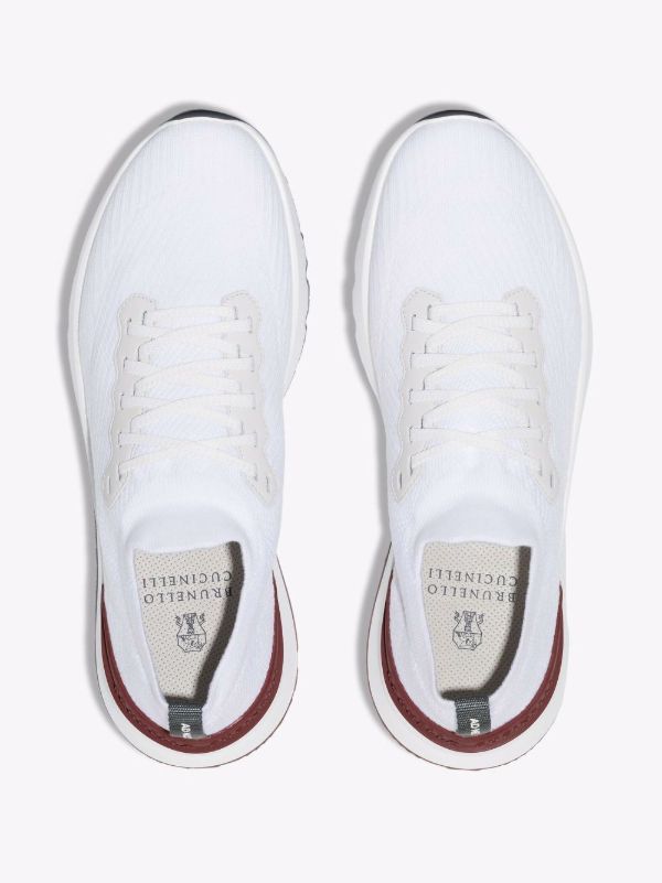 Brunello Cucinelli White Knitted Low Top Sneakers | Browns Low-Tops