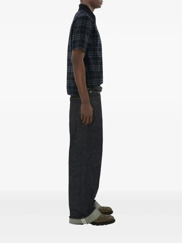 Burberry Blue Checked Polo Shirt | Browns Polo Shirts