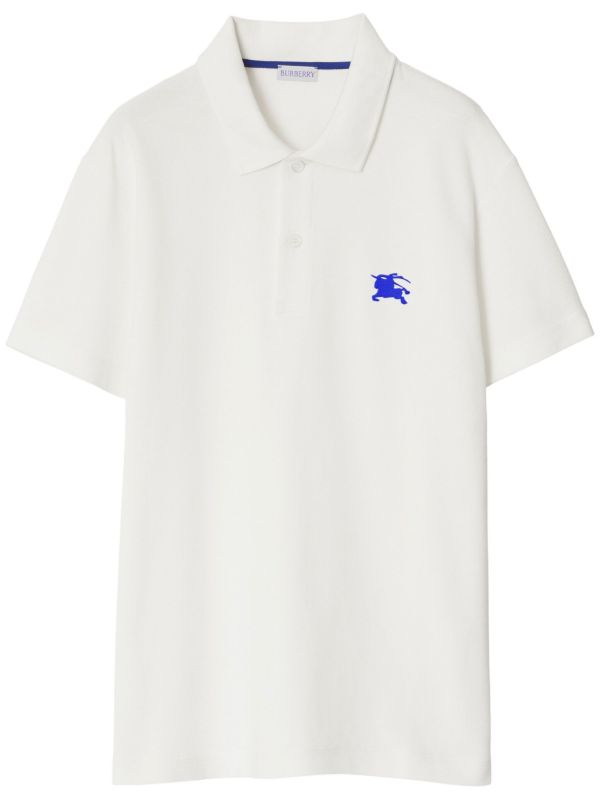 Burberry White Equestrian Knight Design Cotton Polo Shirt | Browns Polo Shirts