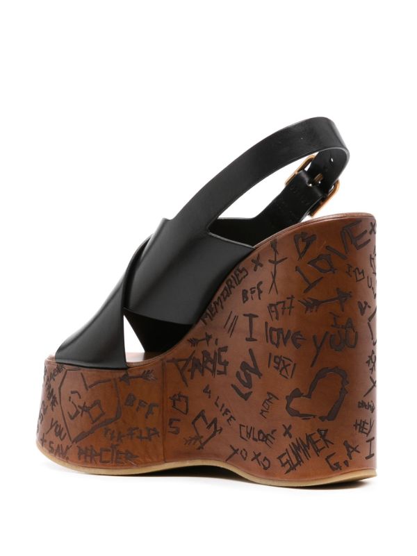 Chloé Black Maxime 130 Wedge Sandals | Browns Sandals