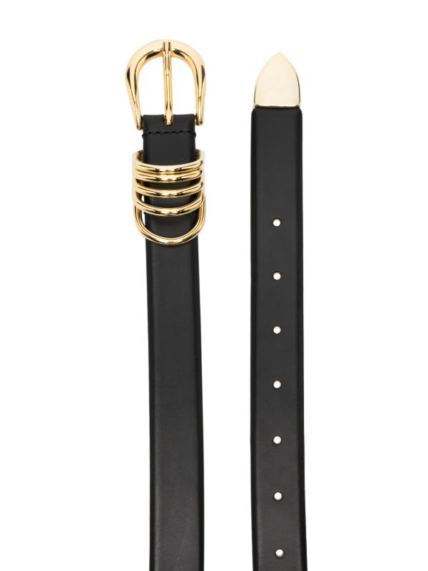 Déhanche Black Hollyhock 3-ring Leather Belt | Browns Belts