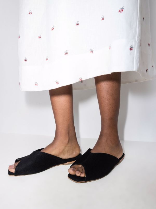 Deiji Studios Black The Wool Slide Slippers | Browns Slippers