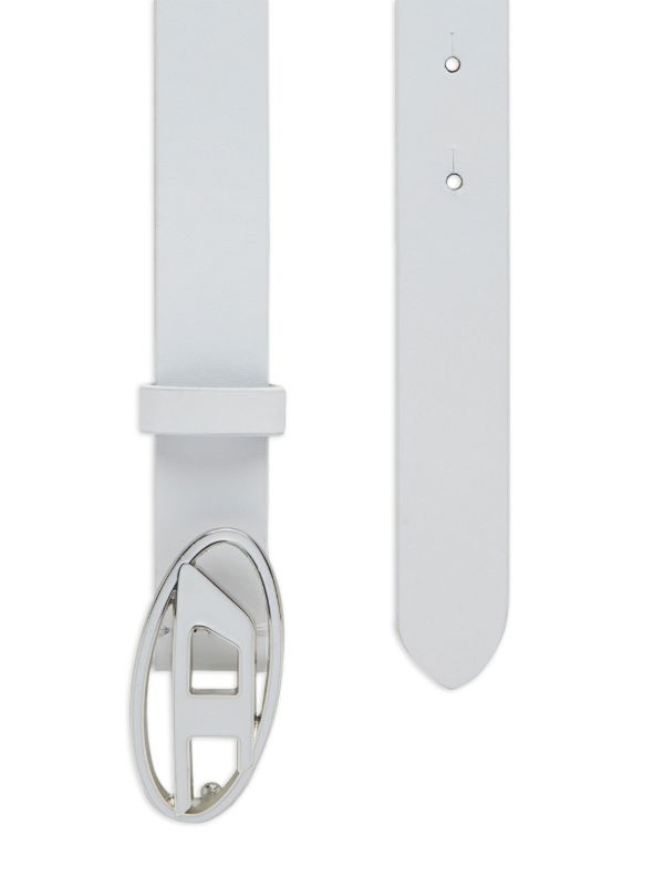 Diesel White Logo-Plaque Leather Belt | Browns Belts